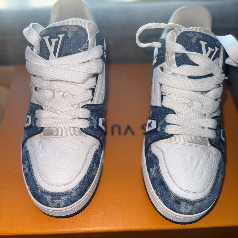 White and Blue Sneakers